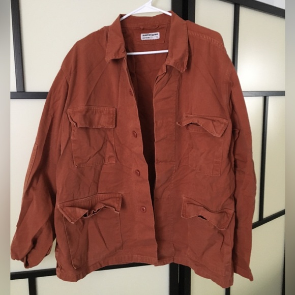 AMERICAN APPAREL - Burnt Orange Cargo Button up XL - Picture 1 of 3
